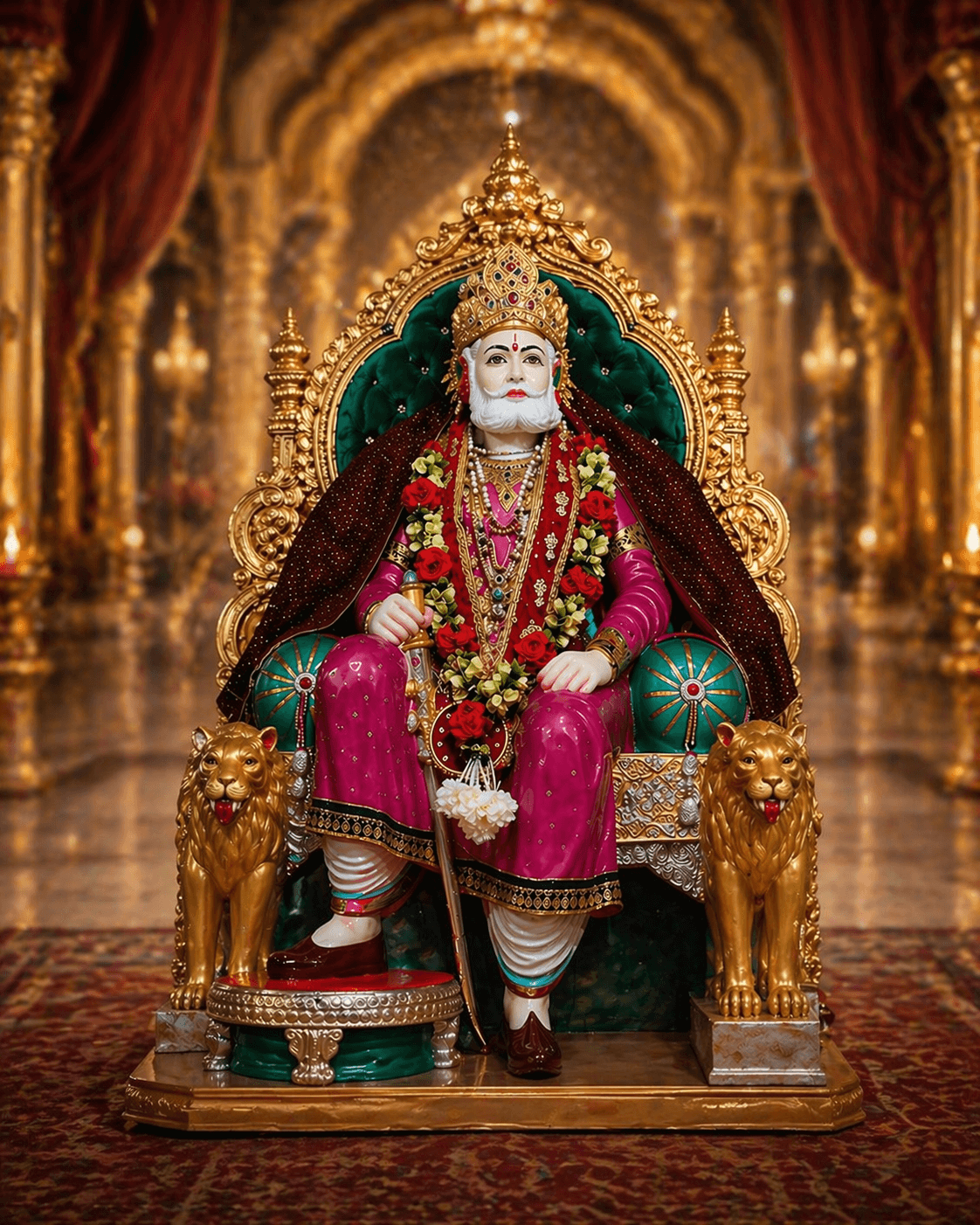 Maharaja Agrasen on his throne at Agroha — founding ancestor of the Agrawal community